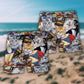 Cute Kitten Sweet Beach Shorts Pattern Detail For Cruise Vacations And Flexible Everyday Wear