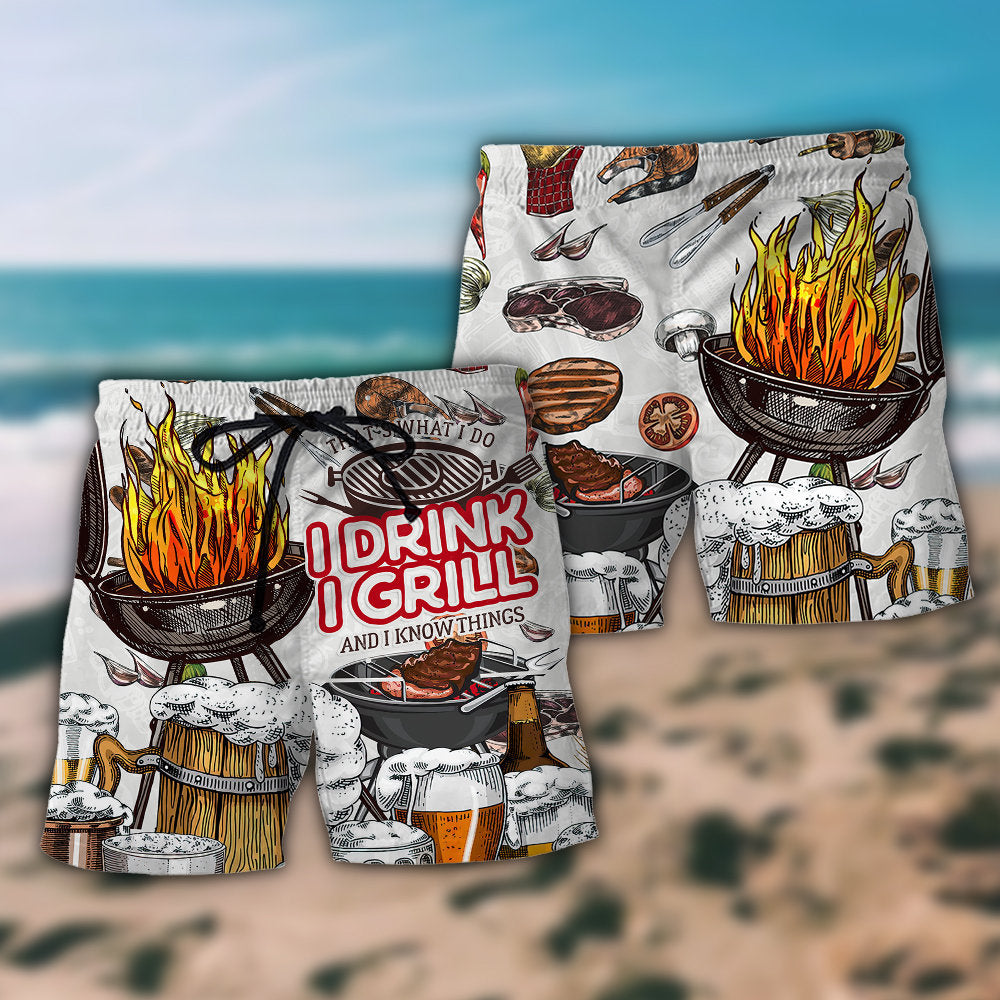 BBQ Beer Beach Shorts Pattern Detail For Warm Weather Comfort And Distinctive Seasonal Style