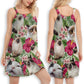 Cat Tropical Floral Siamese V-Neck Sleeveless Cami Dress For Ocean Lovers And Sunny Getaways
