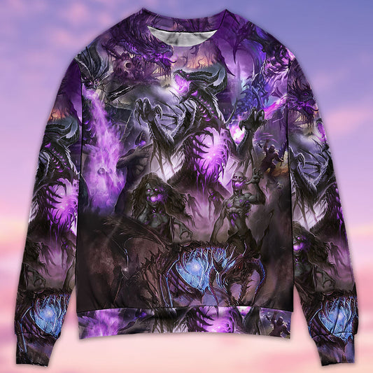 Skull Dragon Purple Sweater For Alternative Fashion Events And Thoughtful Seasonal Gifts