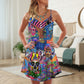 Hippie Colorful Skull Love Life V-Neck Sleeveless Cami Dress For Festivals And Distinctive Alternative Styling