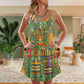 Tropical Tiki Mask Surf And Palms V-Neck Sleeveless Cami Dress For Beach Trips And Relaxed Vacation Style