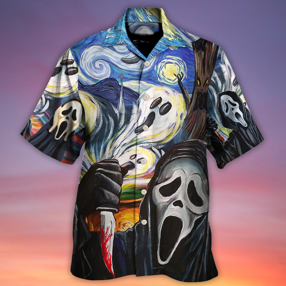 Funny Halloween Ghost Starry Night Boo Hawaiian Shirt For Resort Getaways And Comfortable Summer Activities