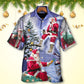 Magical Christmas Santa Night Hawaiian Shirt Design Detail For Beach Days And Holiday Travel