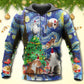 Christmas Cat Playing Starry Night Hoodie For Seasonal Parties Casual Wear And Thoughtful Holiday Gifts