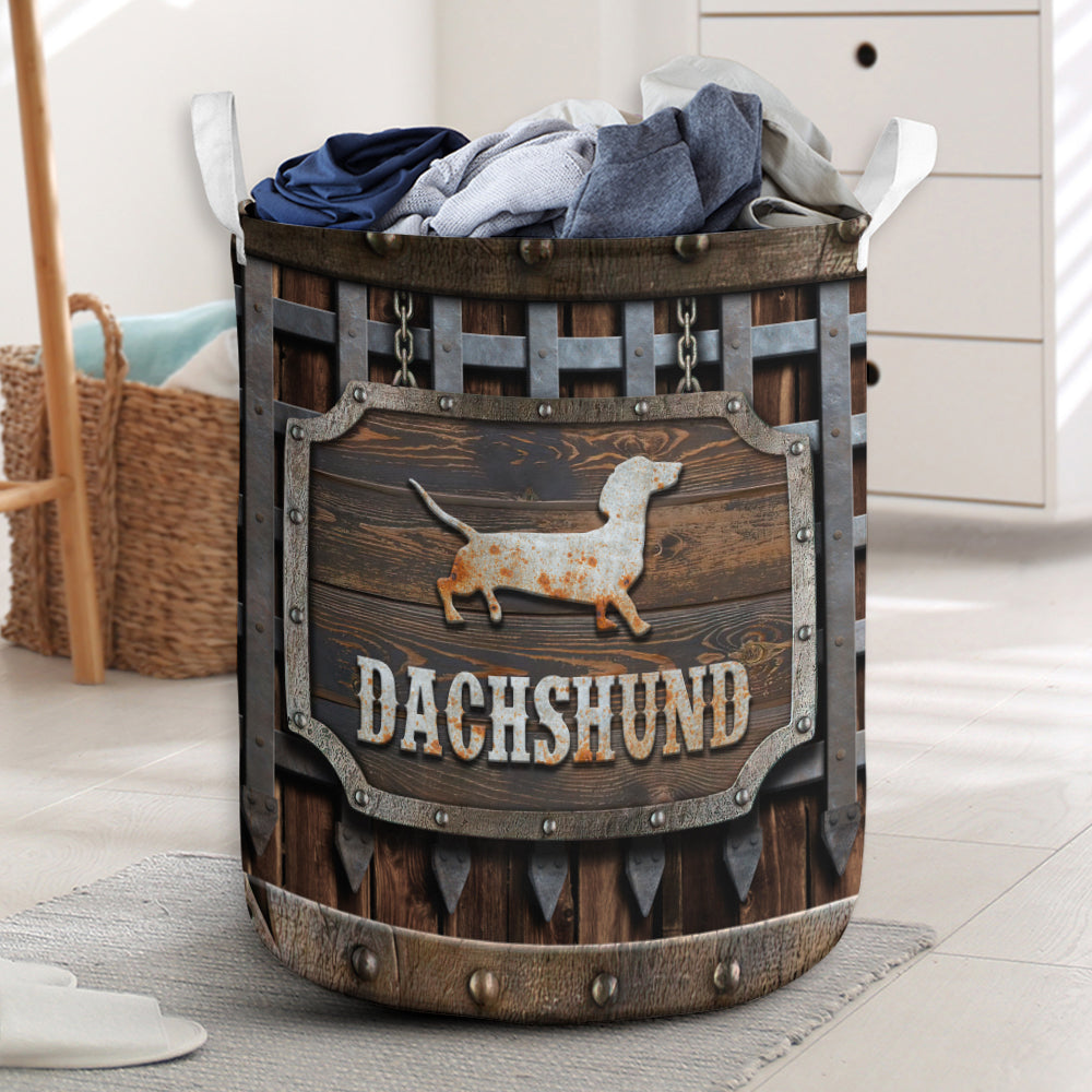 Dachshund Vintage Laundry Basket For Nursery Dorm And Home Storage