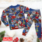 Flying Santa Christmas Long Sleeve Pajamas Set For Holiday Travel And Comfortable Home Wear
