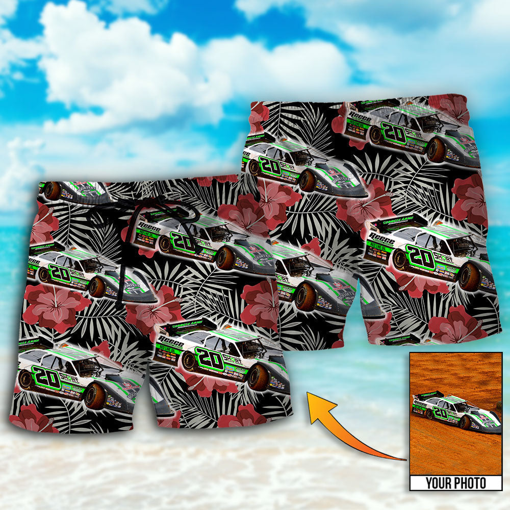 Car Floral Various Style Personalized Photo Beach Shorts Pattern Detail For Relaxed Warm Weather Outfits