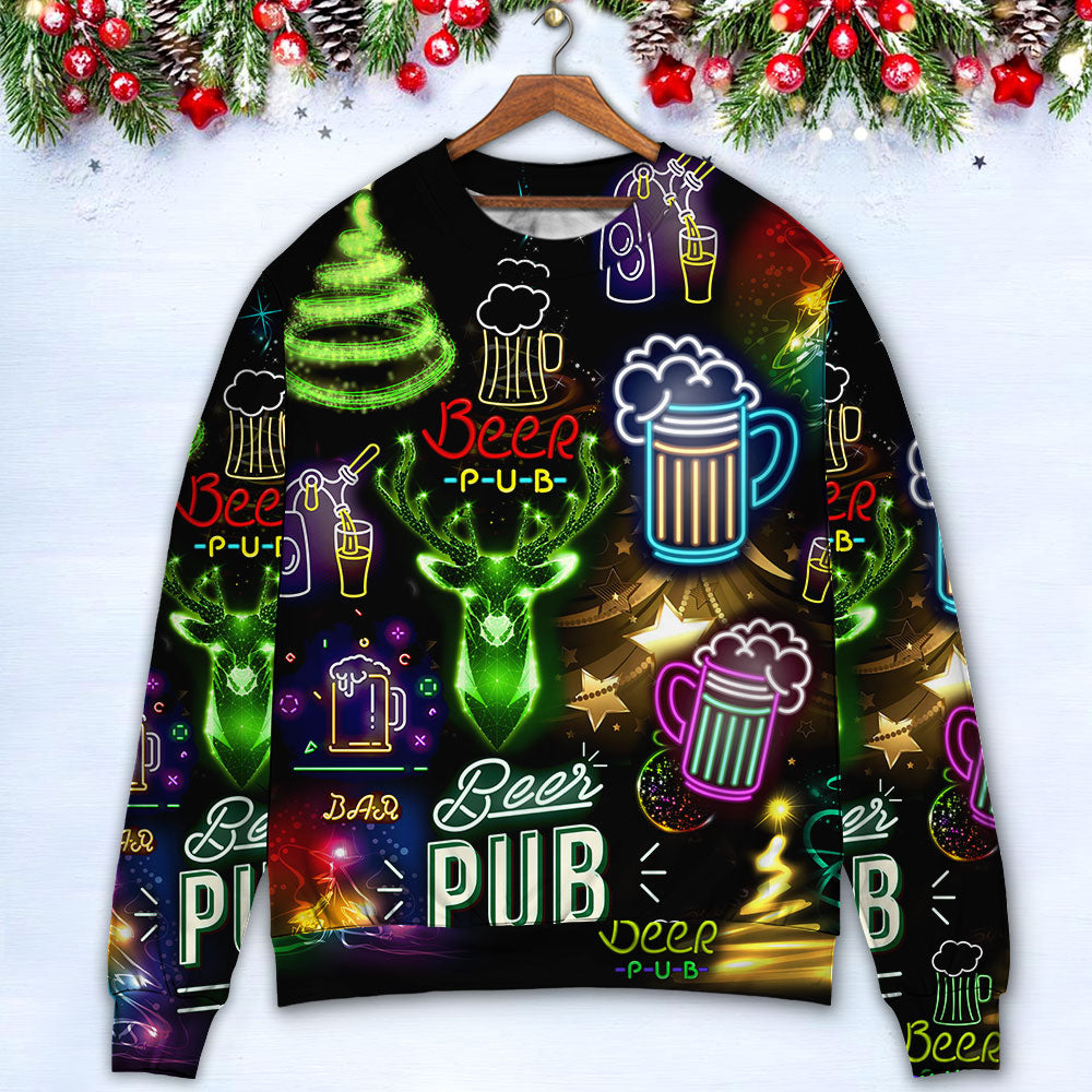 Christmas Beer Neon Sweater For Festive Parties Family Photos And Comfortable Seasonal Wear