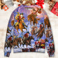 Christmas Santa And Horse Merry Xmas Sweater For Winter Celebrations Family Events And Thoughtful Gifting