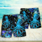 Octopus With Flowers Beautiful Day Beach Shorts Artwork Detail For Tropical Travel And Everyday Wear