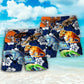 Leopard Gecko Blue Tropical Flower Lover Beach Shorts Design Detail For Casual Warm Weather Outfits