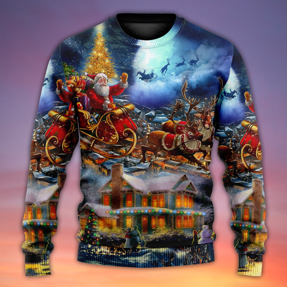 Christmas Santa Snowman Family Holiday Lights Sweater For Holiday Parties Family Gatherings And Seasonal Gift Giving