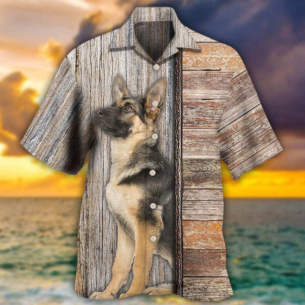 Creative German Shepherd Dog Hawaiian Shirt Design View For Tropical Vacations