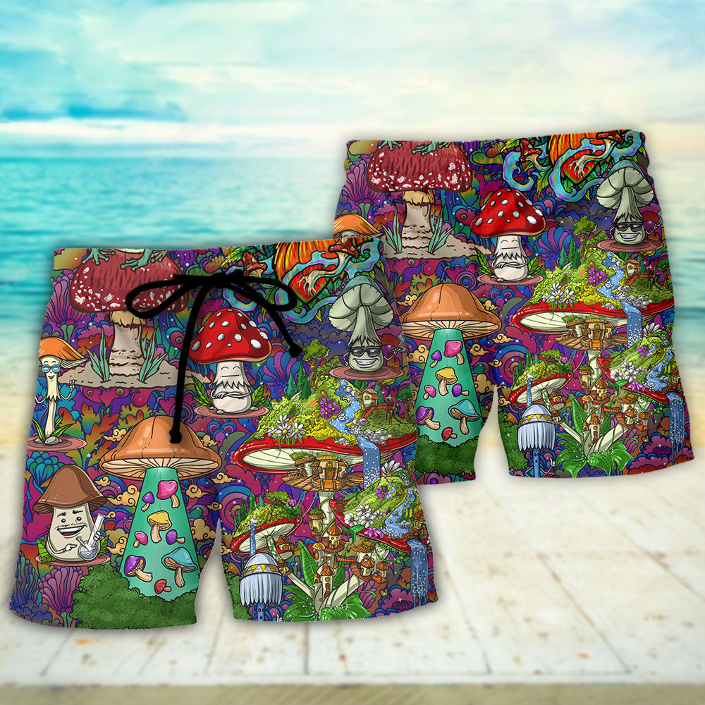 Hippie Mushroom Peace Lover Beach Shorts For Warm Weather Travel And Everyday Comfort