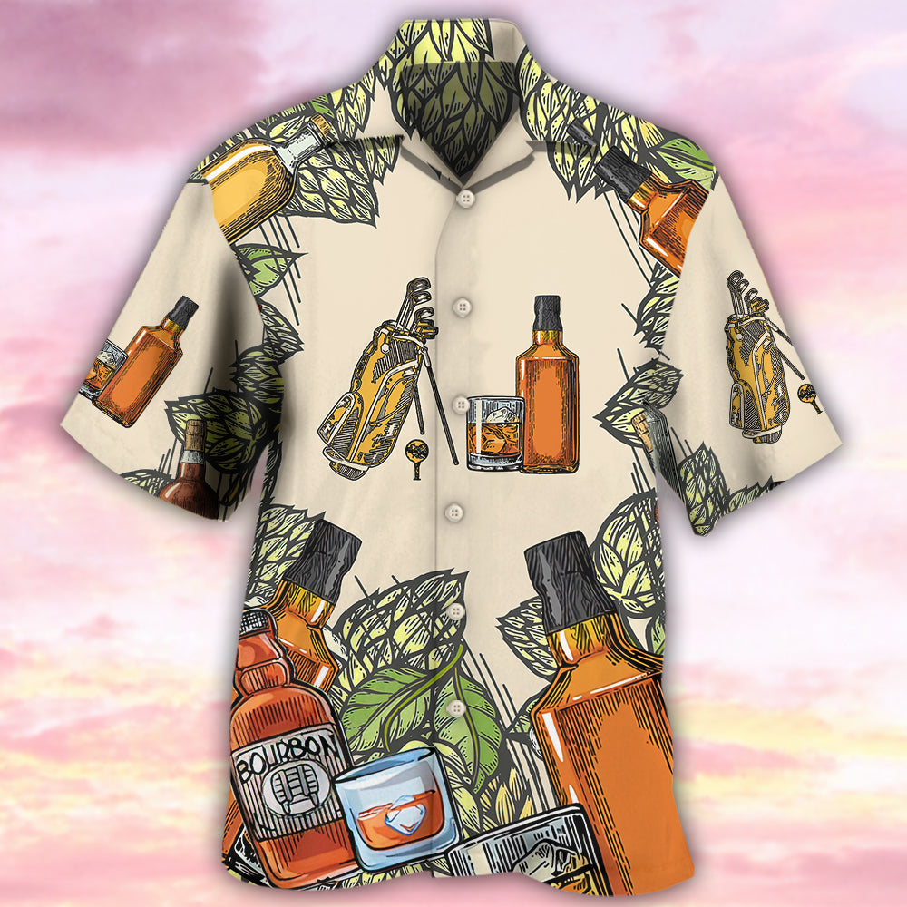 Golf Bourbon Hawaiian Shirt For Vacation Days And Relaxed Coastal Outings