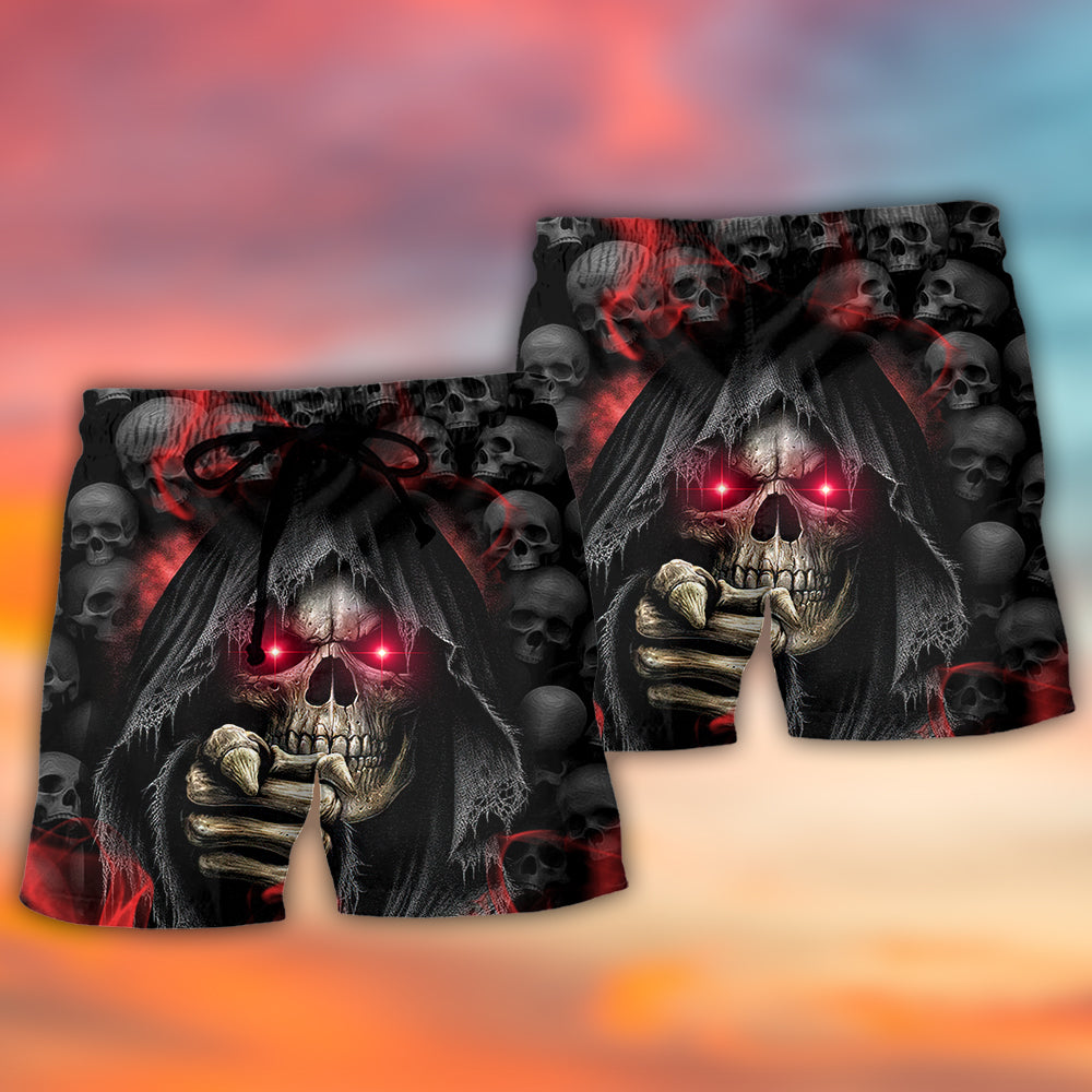 Skull Red Smoke Lighting Beach Shorts For Resort Travel And Thoughtful Summer Gifting