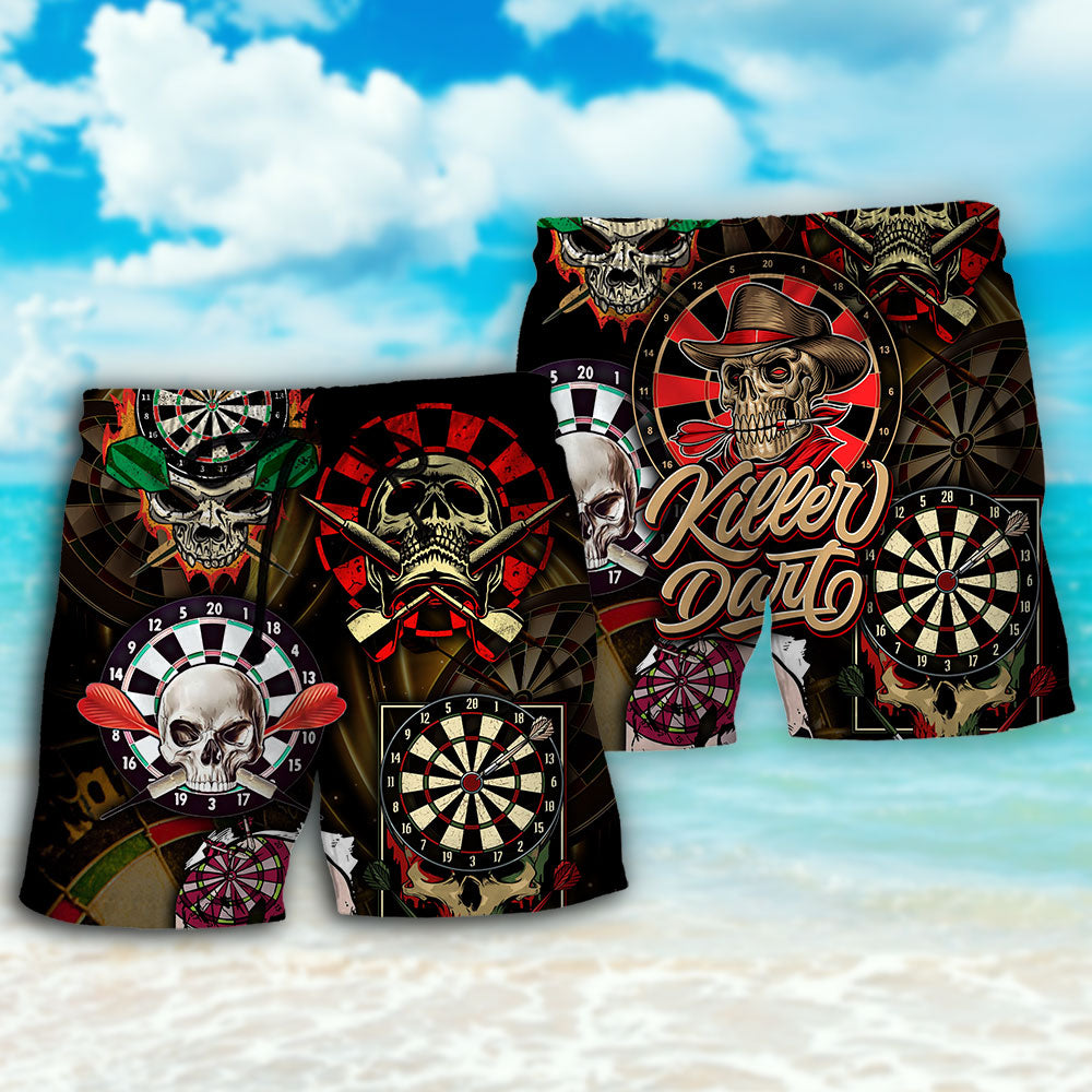 Skull Dart Dark Precision Beach Shorts For Sunny Holidays And Comfortable Daily Styling