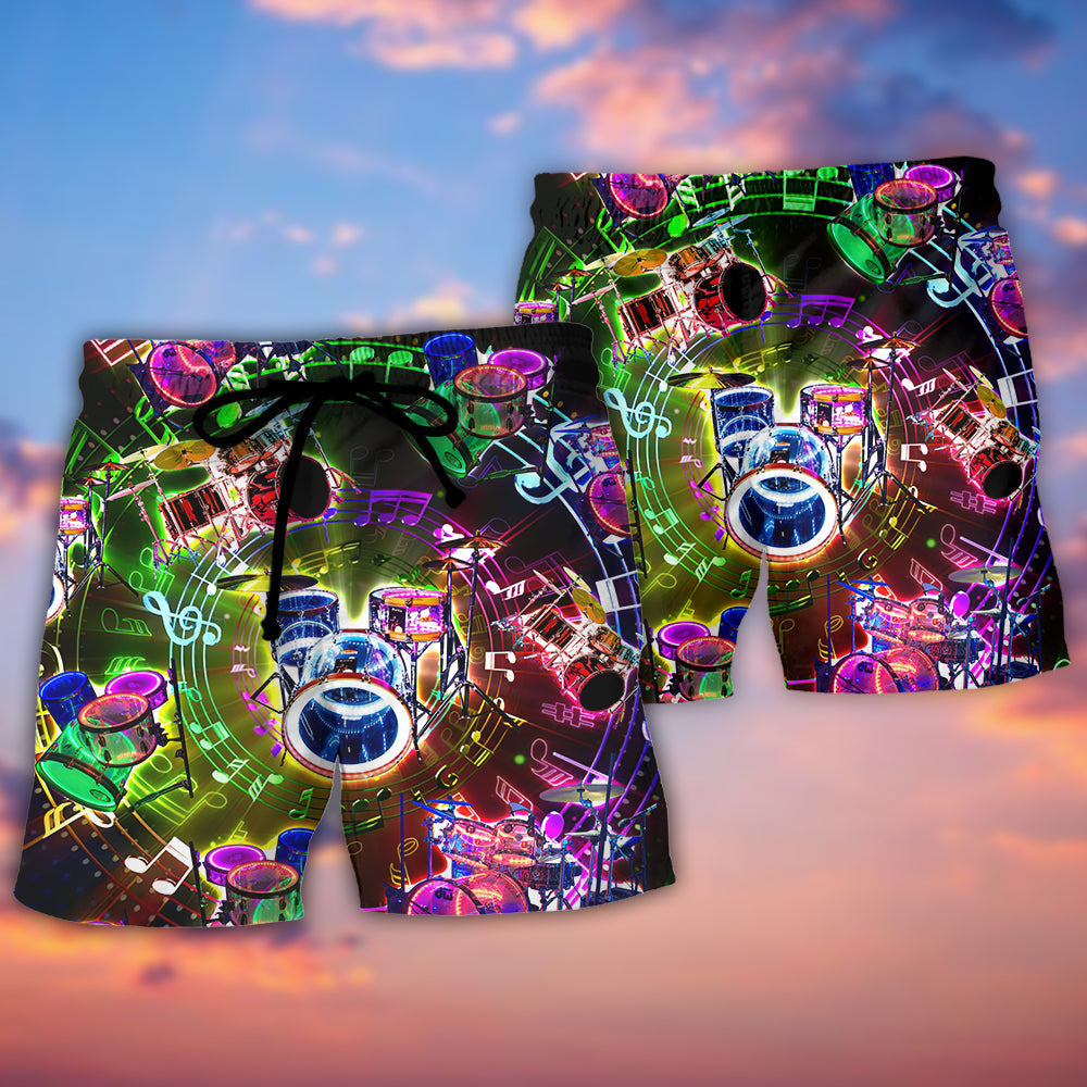 Drums Music Lifestyle Beach Shorts For Sunny Holidays And Comfortable Daily Styling