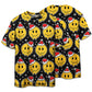 Smiling Face With Santa Hat Christmas Short Sleeve Pajamas Set For Holiday Bedtime And Cozy Home Wear
