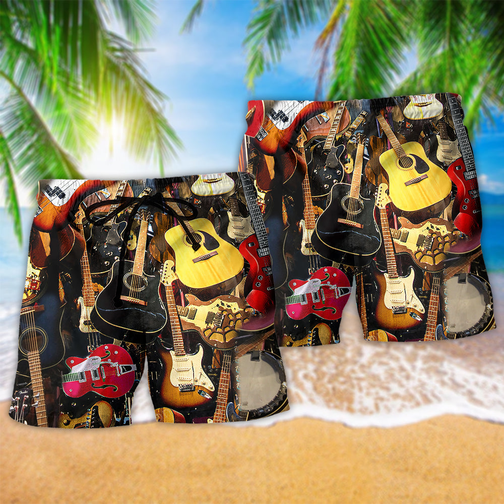 Guitar Music Inspiration Quote Beach Shorts For Summer Vacation And Coastal Travel