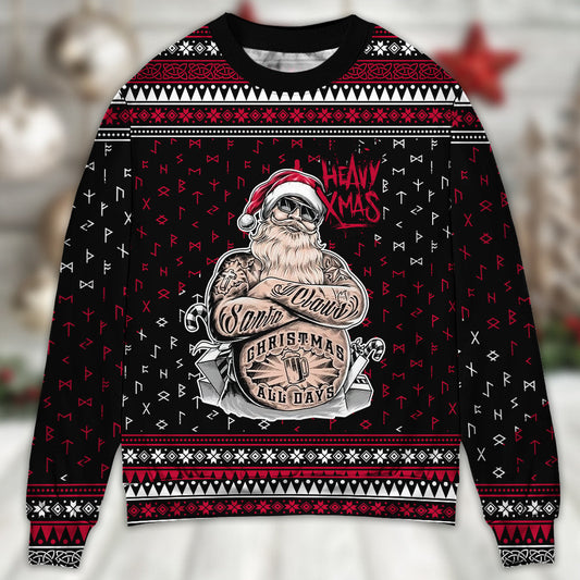 Tattoo Santa Funny Merry Christmas Sweater For Holiday Parties Family Gatherings And Seasonal Gift Giving