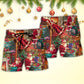Santa Story Christmas Beach Shorts Pattern Detail For Coastal Leisure And Travel Ready Comfort