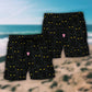 Black Cat Portrait Beach Shorts Pattern Detail For Weekend Travel And Relaxed Casual Style