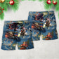 Christmas Santa Action Fantasy Beach Shorts Print Detail For Beach Activities And Vacation Wear