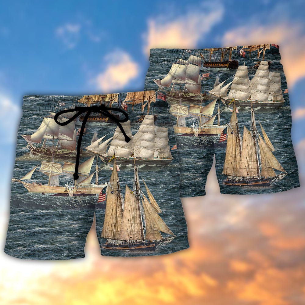 Sail Festival Ships Adventure Beach Shorts Design View For Summer Events And Coastal Getaways