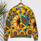 Hippie Sunflowers Peace Sign Sweater For Psychedelic Art Fans Outdoor Events And Distinctive Gifts