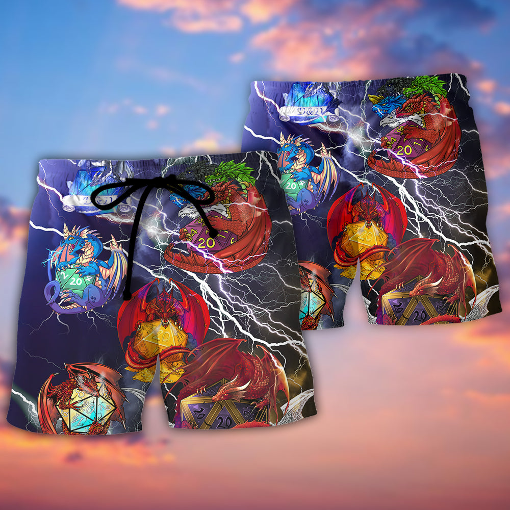 Fantasy Dragon Dice Thunder Beach Shorts Graphic Detail For Resort Trips And Casual Outings