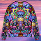 Hippie Mushroom And Skull Sweater For Art Lovers Holidays Parties And Comfortable Wear