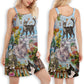 Cat Loves Home And Loves V-Neck Sleeveless Cami Dress For Travel And Comfortable Summer Styling