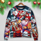 Christmas Santa With Electric Guitar Sweater For Festive Family Events Casual Wear And Holiday Gift Giving