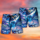 Dolphin Galaxy Blue Glow Fantasy Beach Shorts Pattern Detail For Relaxed Weekends And Distinctive Seasonal Style