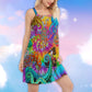 Hippie Playful Octopus V-Neck Sleeveless Cami Dress For Vacations And Artistic Everyday Fashion