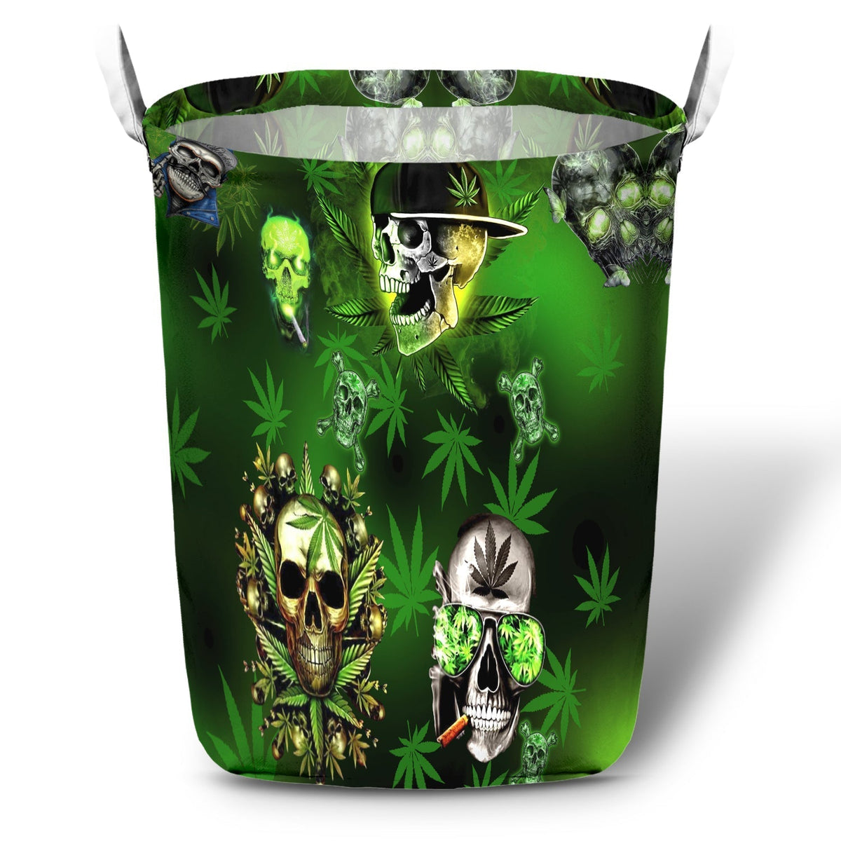 Green Skull Graphic Laundry Basket For Clothes Toys And Blankets