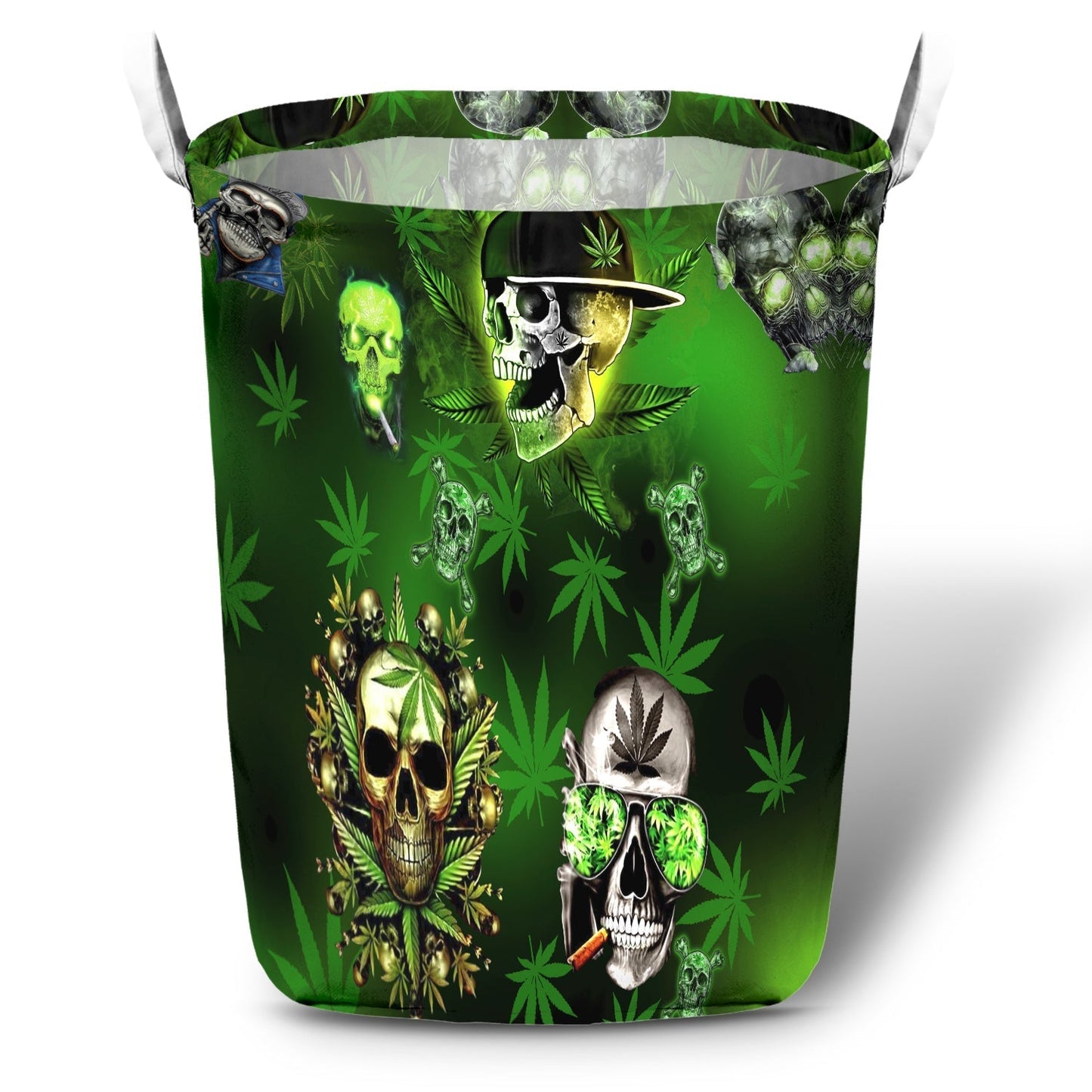 Green Skull Graphic Laundry Basket For Clothes Toys And Blankets