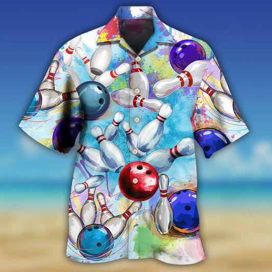 Bowling Adventure Graphic Hawaiian Shirt All Over Print Detail For Weekend Trips