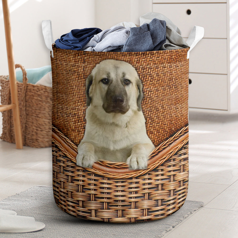 Anatolian Shepherd Dog Rattan Texture Laundry Basket For Room Home Organizer