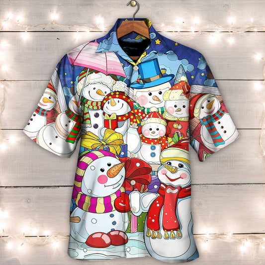 Happy Snowman Christmas New Year Hawaiian Shirt For Summer Events And Casual Outdoor Wear