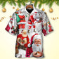 Funny Christmas Santa Story Hawaiian Shirt Pattern View For Relaxed Warm Weather Outfits