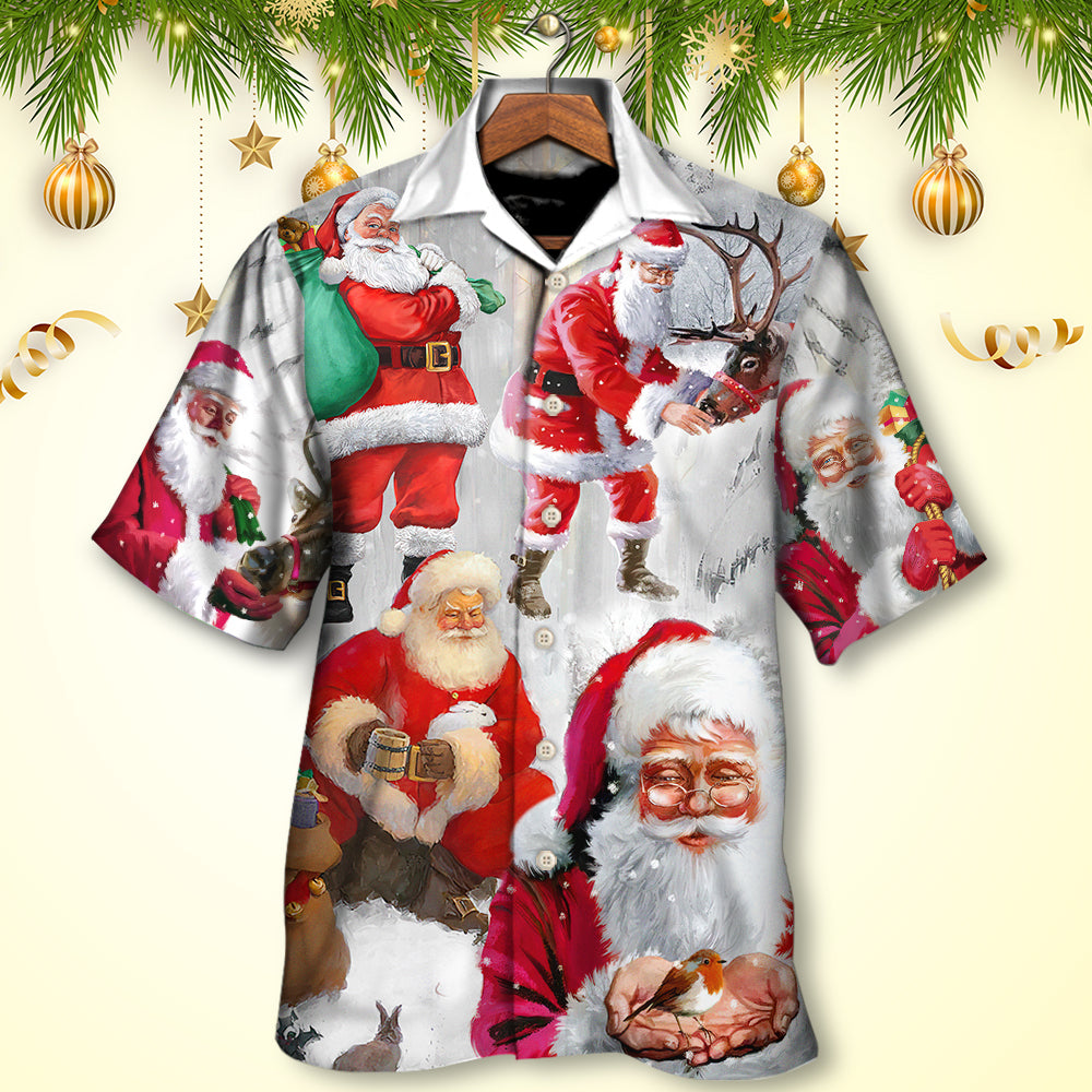 Funny Christmas Santa Story Hawaiian Shirt Pattern View For Relaxed Warm Weather Outfits