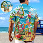 Summer Christmas July Santa Surfing Beach Hawaiian Shirt For Winter Celebrations, Beach Travel, And Relaxed Holiday Wear