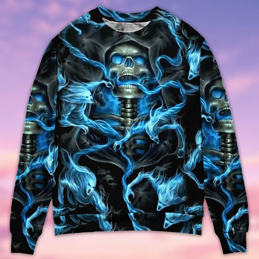 Thunder Black Ground Skull Sweater For Art Lovers Holidays Parties And Comfortable Wear