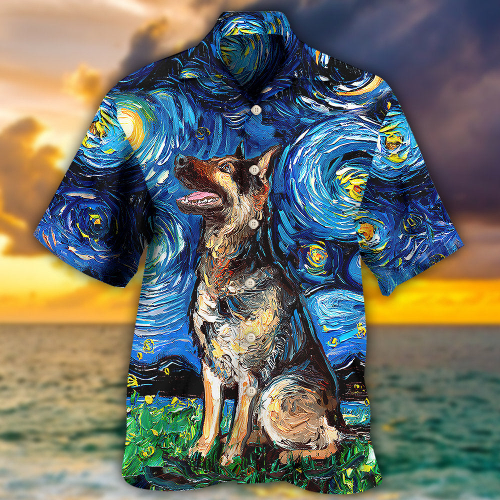 Creative German Shepherd Dog Hawaiian Shirt All Over Print Detail For Vacation Style