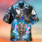 Elephant Yoga Pose Waterfall Hawaiian Shirt Design Detail For Beach Days And Holiday Travel