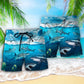 Dark Ocean Shark Beach Shorts Pattern Detail For Seaside Leisure And Relaxed Casual Style