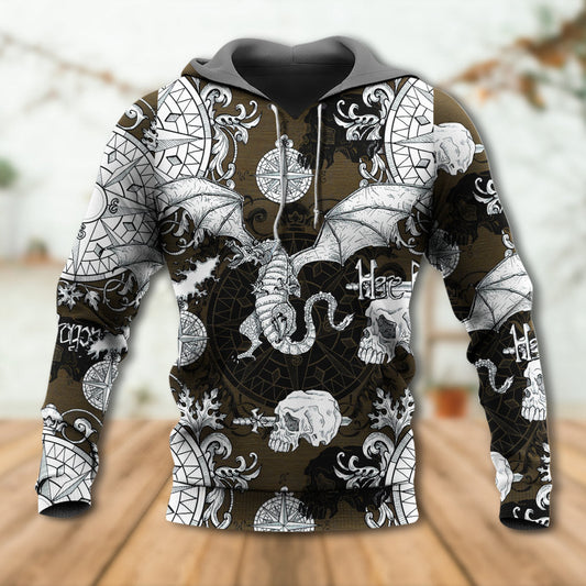Gothic Dragon Skull Flight Hoodie For Dark Themed Outfits Outdoor Trips And Casual Comfort